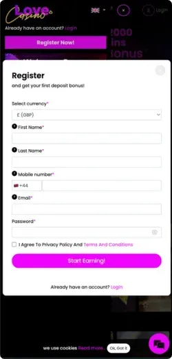 Love-casino Register